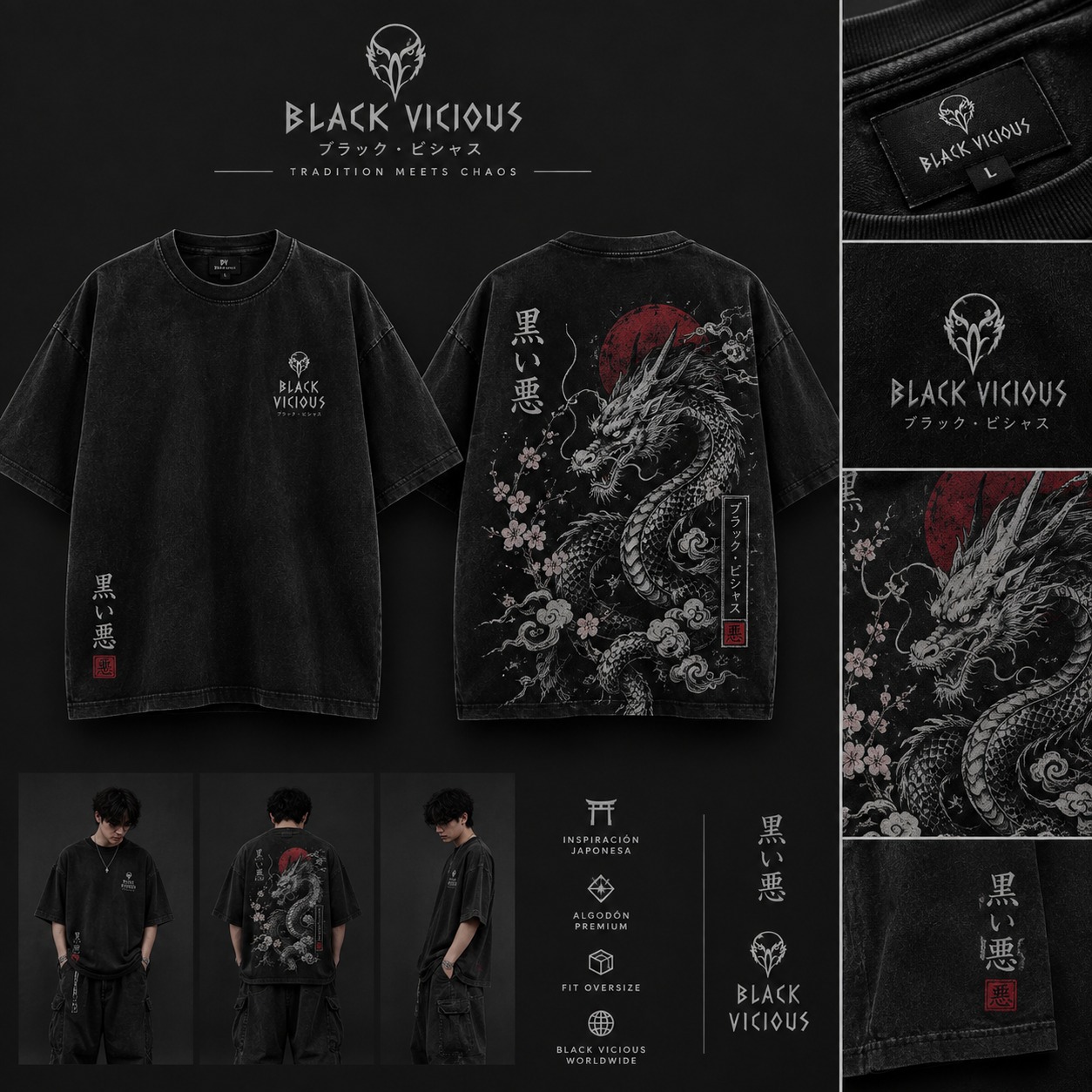 Camiseta Chaos Dragon Black Vicious